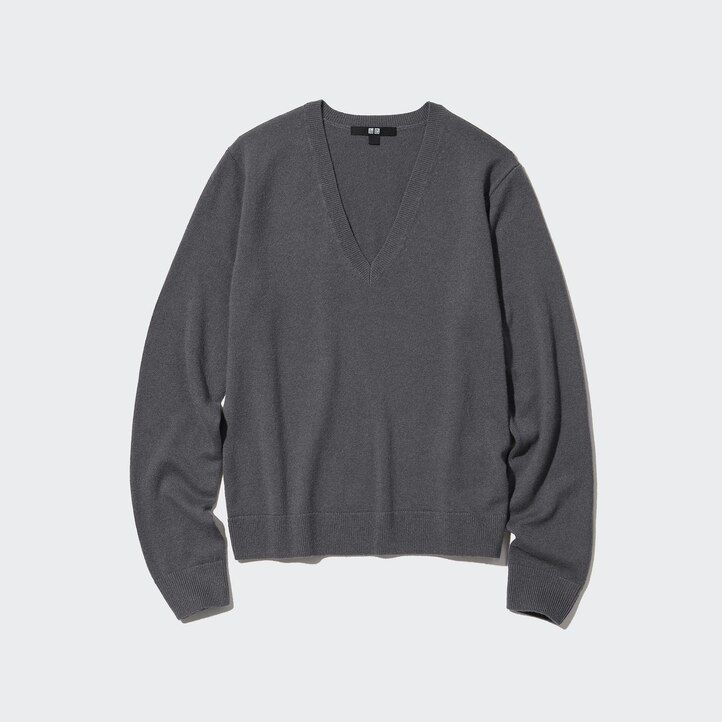 suéteres de mujer con cuello en v uniqlo 100pctshmere en rosa