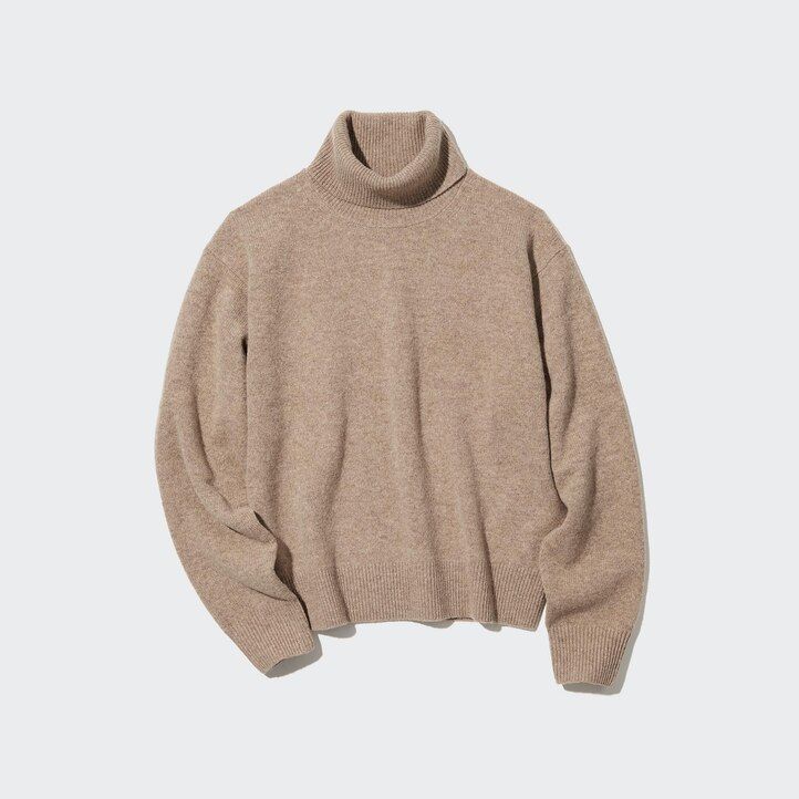 jerséis de lana de cordero premium de uniqlo naranja para mujer