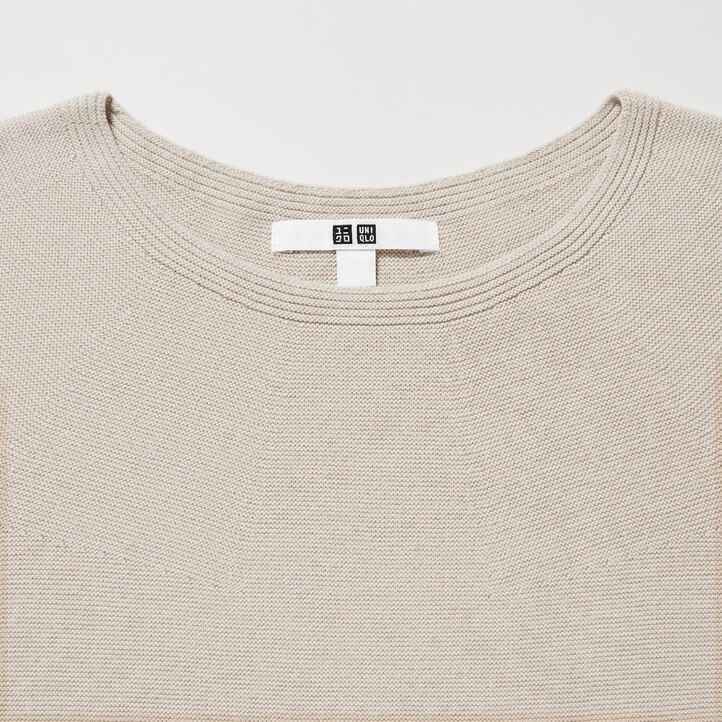 jerséis negros uniqlo de punto 3d de algodón sin costuras con cuello redondo para mujer