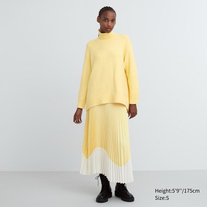 jerséis de cuello alto de punto suave uniqlo para mujer en gris claro