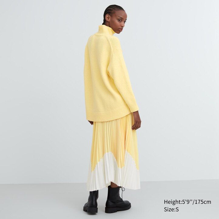 jerséis de cuello alto de punto suave uniqlo para mujer en gris claro