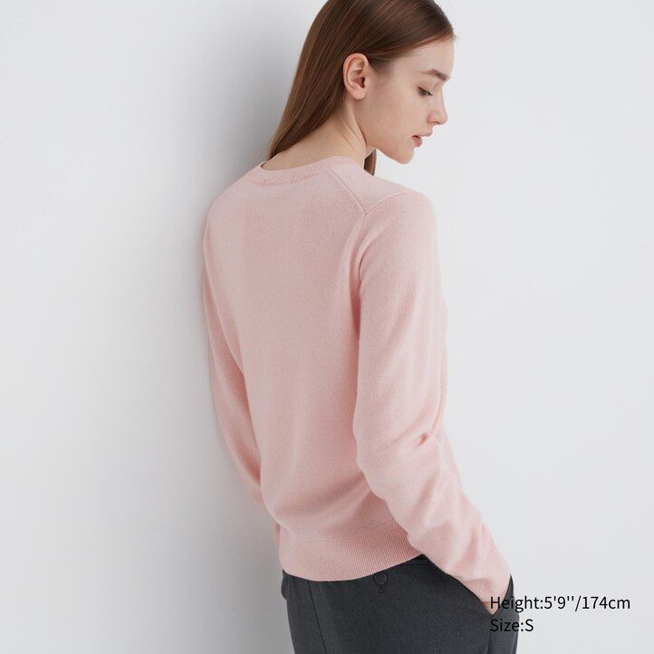 suéteres de cuello redondo uniqlo 100pctshmere para mujer en beige