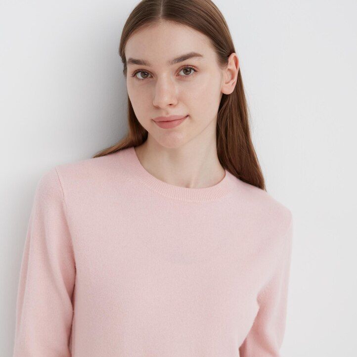 suéteres de cuello redondo uniqlo 100pctshmere para mujer en beige