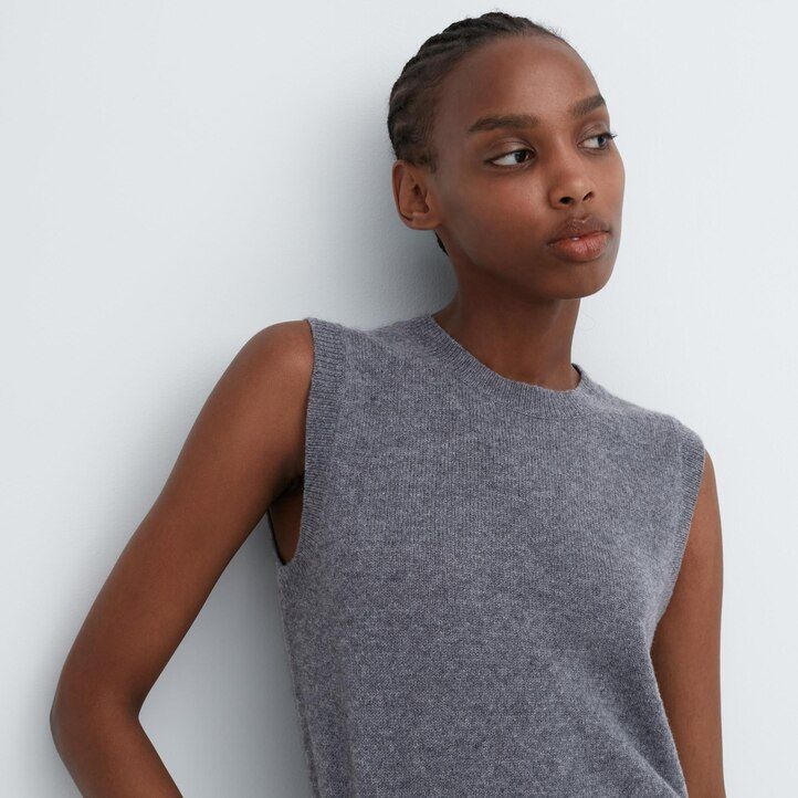 suéter corto de cuello redondo uniqlo 100pctshmere para mujer en color rosa