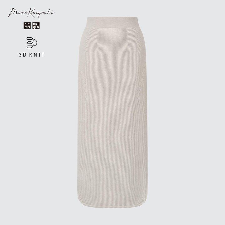 faldas uniqlo 3d knit seamless souffle yarn ribbed para mujer beige