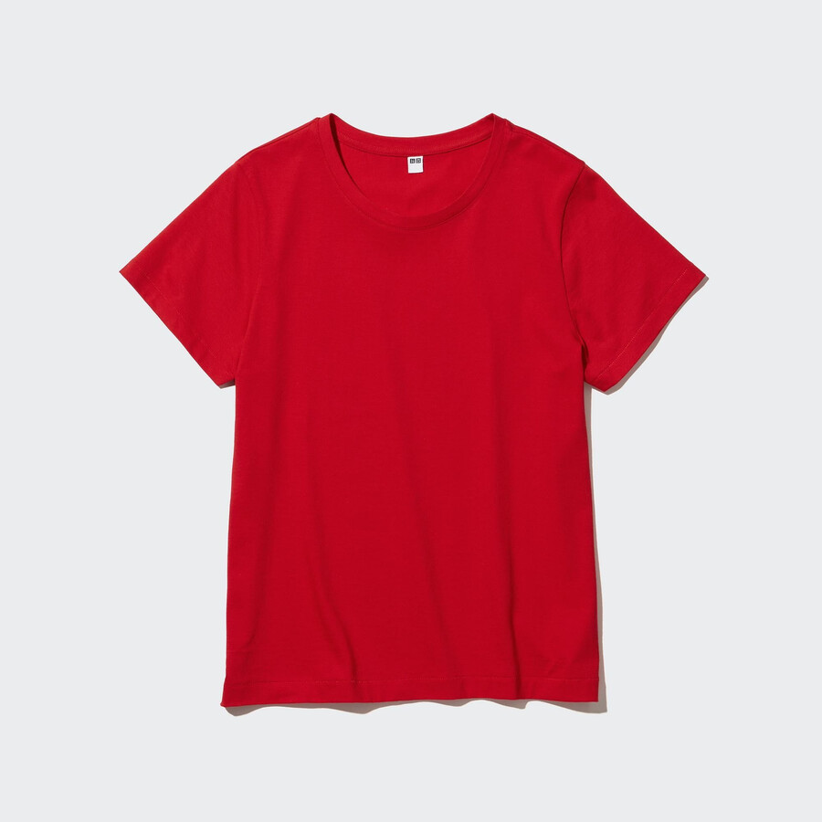 camisetas de manga corta con cuello redondo y 100 algodón supima uniqlo para mujer