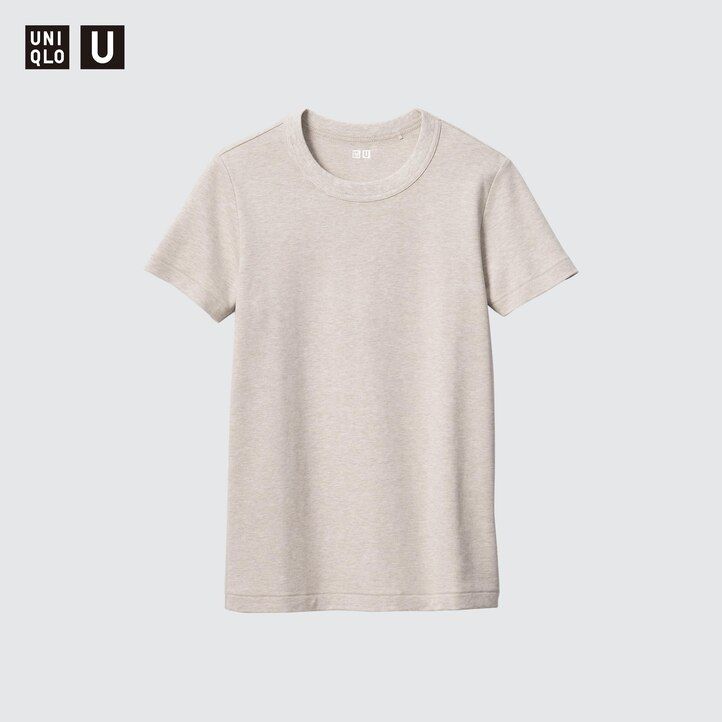 camisetas marrones uniqlo u con cuello redondo y mangas para mujer