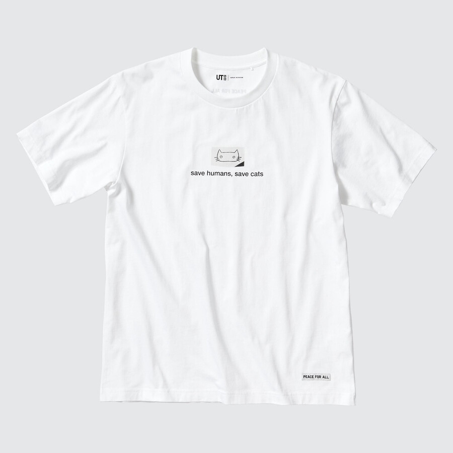 camisetas blancas con estampado de haruki murakami de uniqlo peace for all para mujer