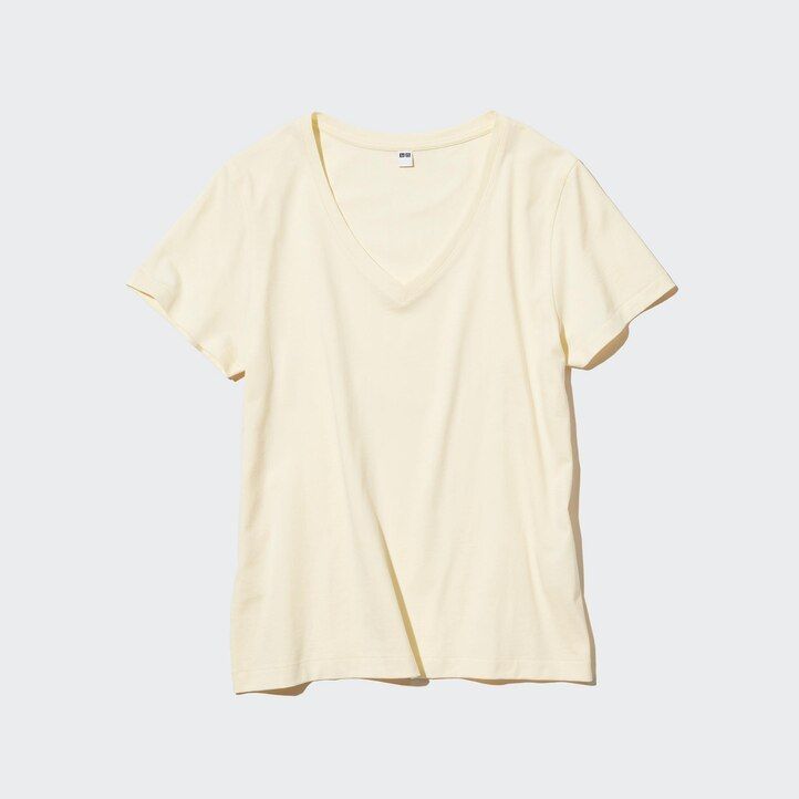 camisetas verdes de cuello en v uniqlo 100 algodón supima para mujer