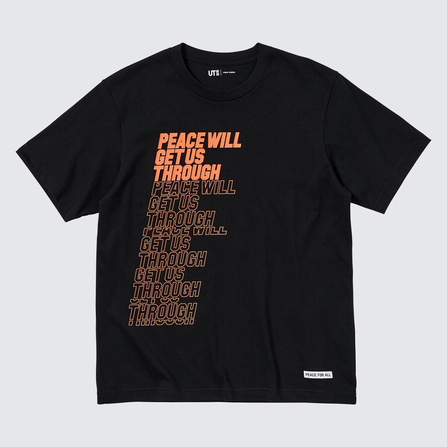 camisetas negras para mujer uniqlo peace for all graphic shingo kunieda