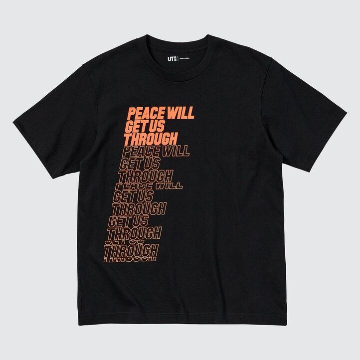 camisetas negras para mujer uniqlo peace for all graphic shingo kunieda