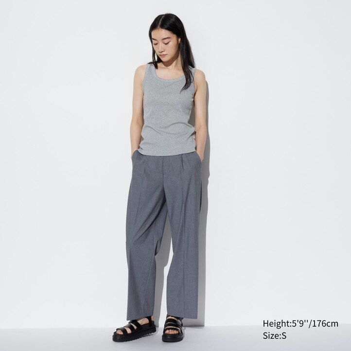 camisetas uniqlo de canalé suave para mujer blancas