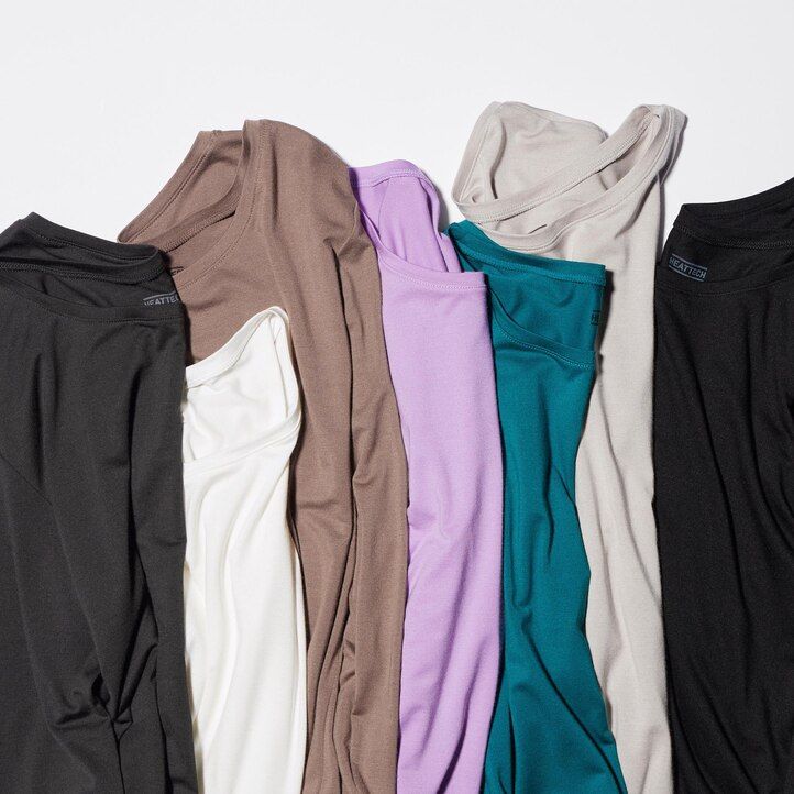 camiseta térmica uniqlo heattech de cuello redondo y manga corta para mujer color gris oscuro