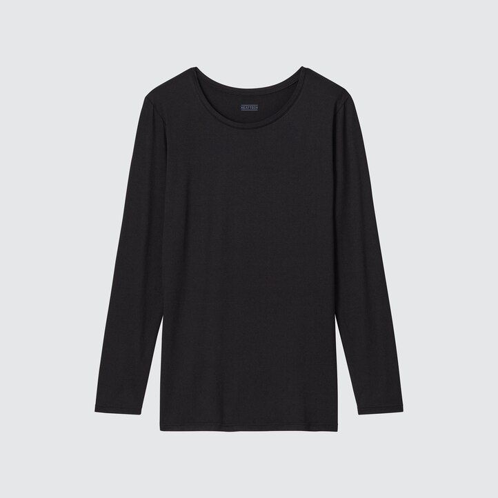 camiseta térmica uniqlo heattech de cuello redondo y manga corta para mujer color gris oscuro