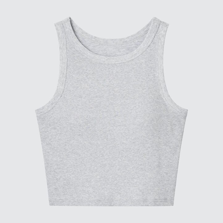 camisetas cortas sin mangas de canalé uniqlo para mujer blancas