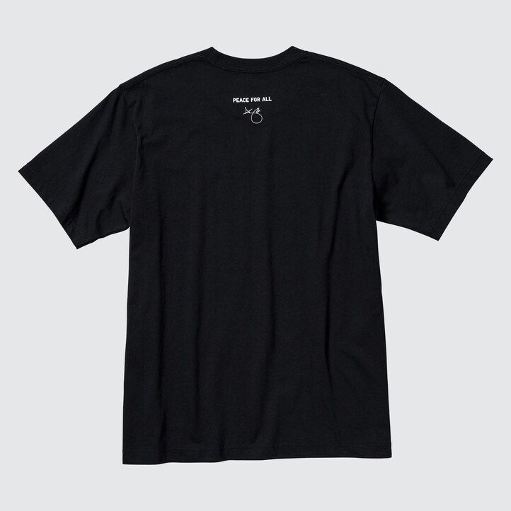 camisetas negras uniqlo peace for all graphic adam scott para mujer