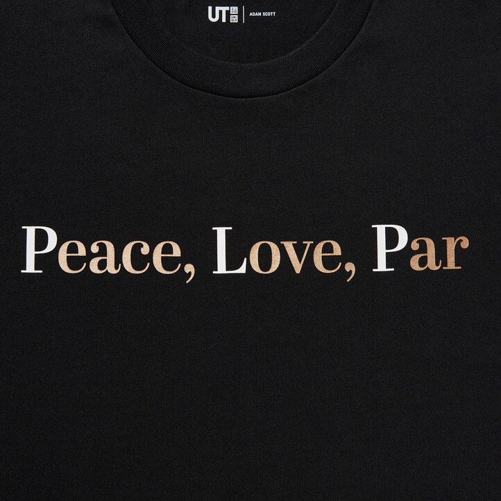 camisetas negras uniqlo peace for all graphic adam scott para mujer