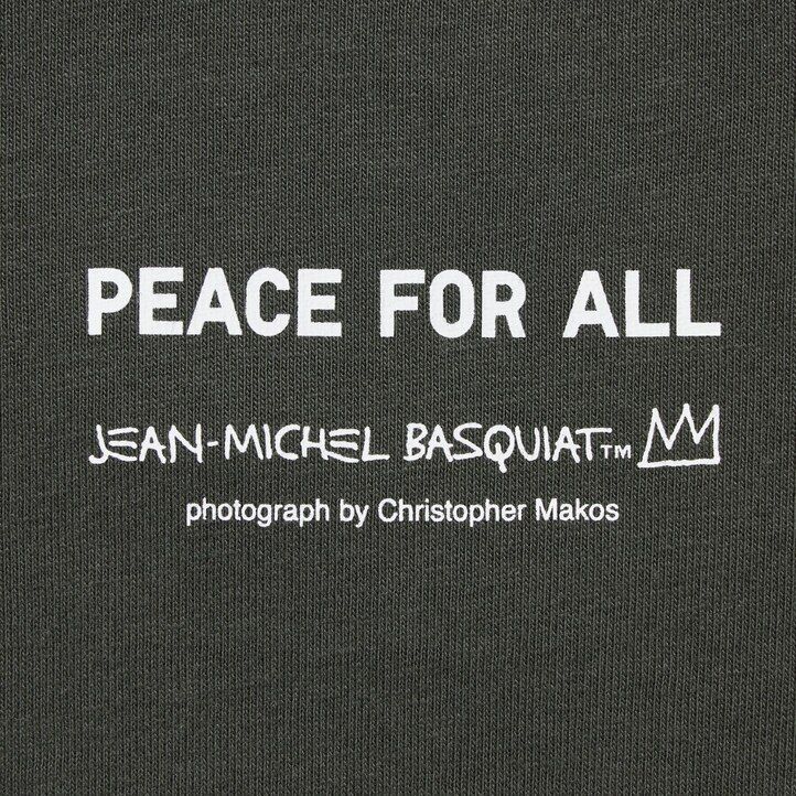 camisetas de mujer uniqlo peace for all con gráficos de jean michel basquiat y christopher makos en gris oscuro