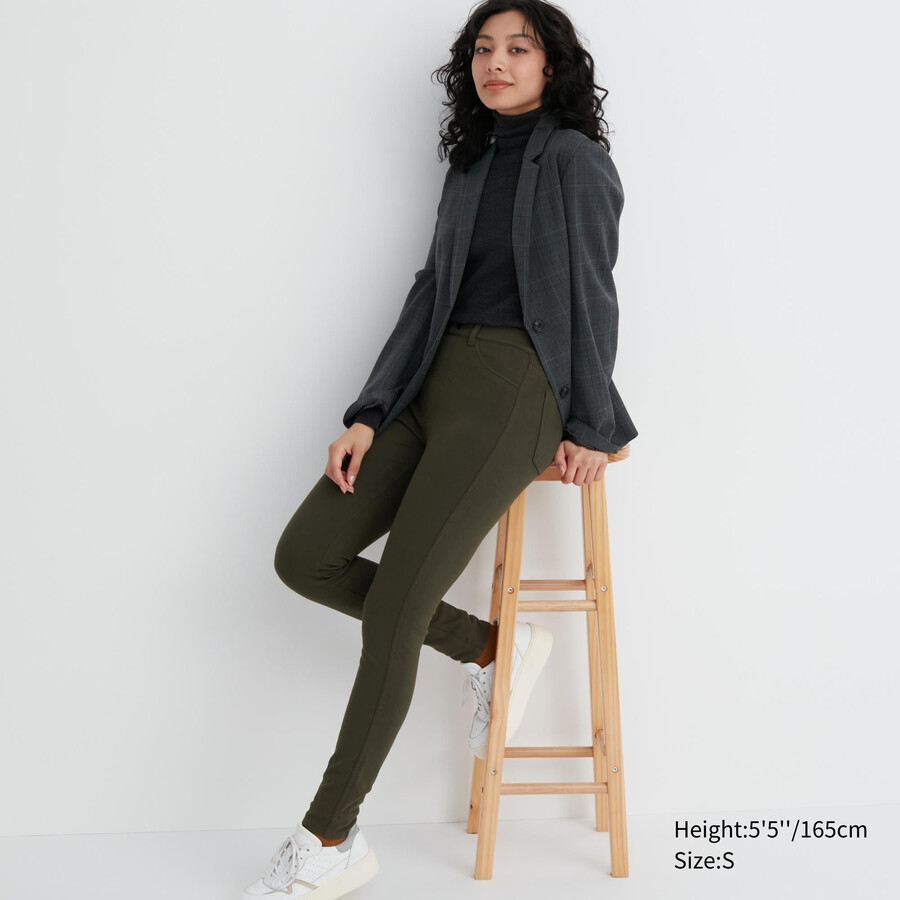 camiseta térmica de tiro alto uniqlo heattech ultra stretch para mujer color oliva