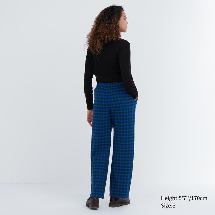 tops de franela uniqlo para mujer azules