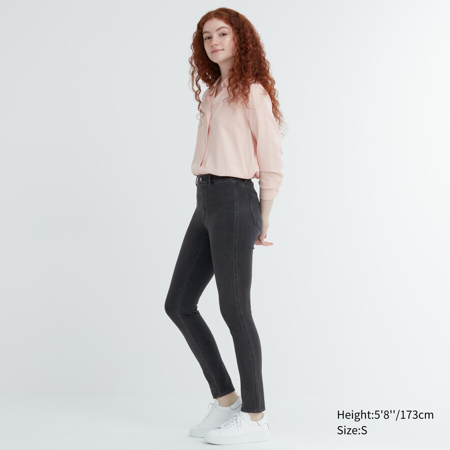 tops vaqueros ultraelásticos uniqlo para mujer en gris oscuro