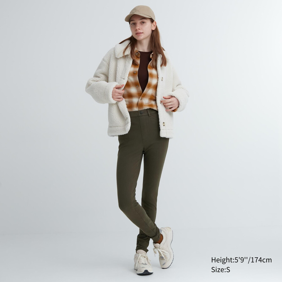 tops de tiro alto ultraelásticos uniqlo heattech para mujer color oliva