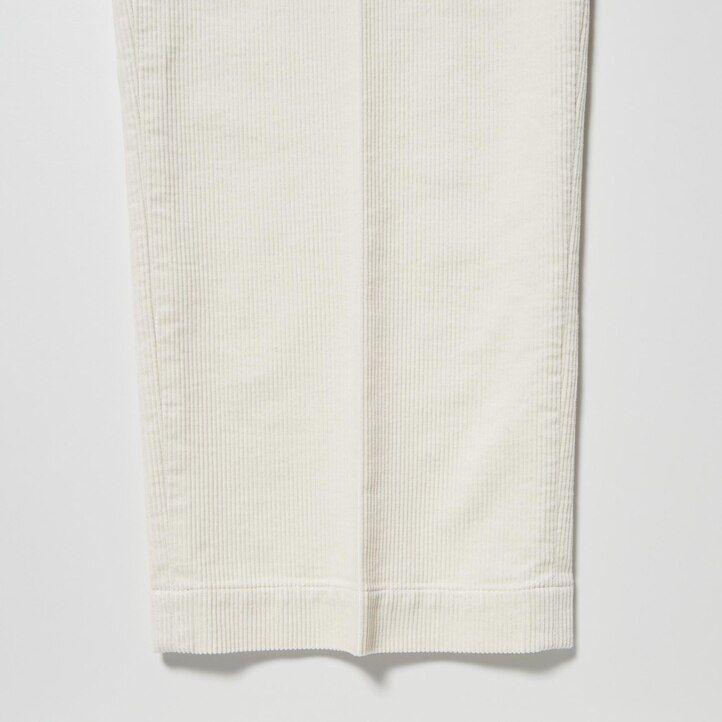 tops blancos de pana plisados de pierna ancha para mujer de uniqlo