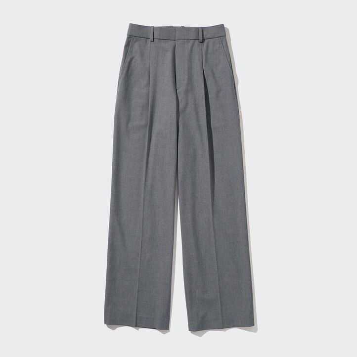 tops de pierna ancha plisados uniqlo para mujer en beige