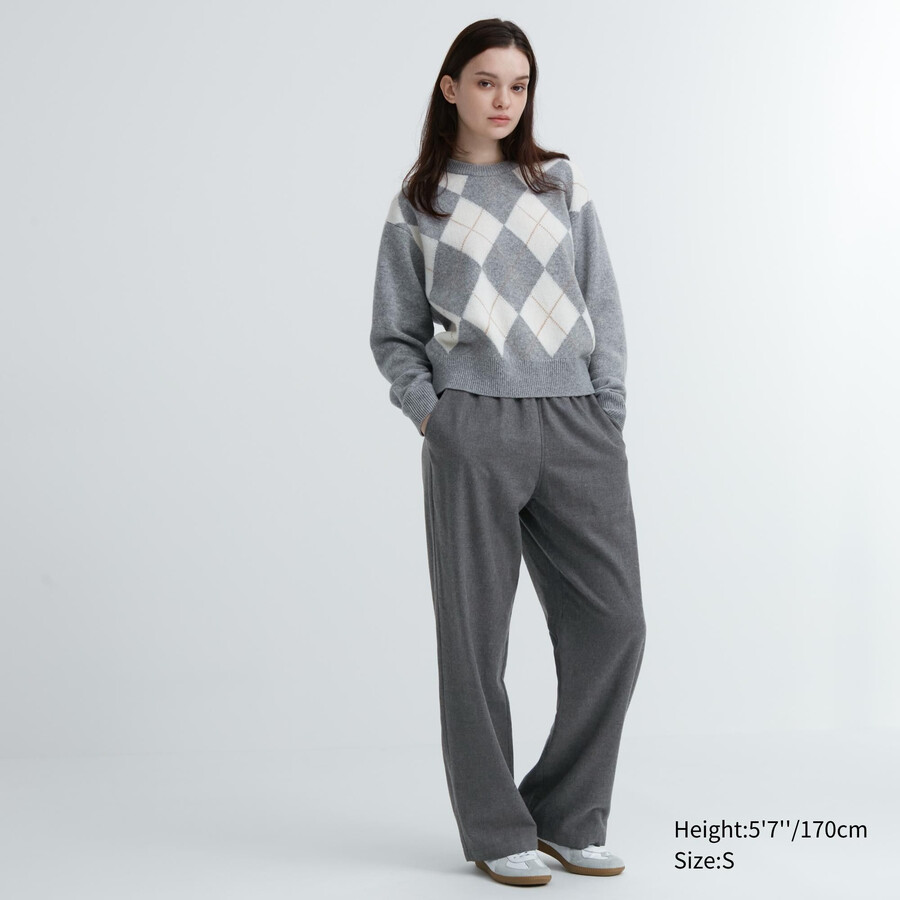 tops de franela uniqlo gris oscuro para mujer